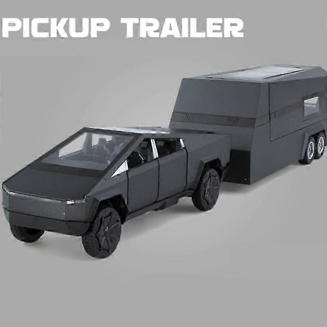 1/32 Cybertruck Pickup Trailer Alloy Car Model Diecasts Metal Off-road Vehicles Truck Model Sound and Light Kids Toys Gift Toy Cars