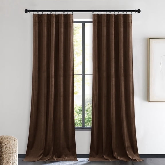 NICETOWN Velvet Blackout Curtains for Bedroom, Room Darkening Thermal Insulated Soundproof Rod Pocket Drapes for Dining Room, Brown, 42"x84", Set of 2