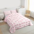 thumbnail image 3 of Feelyou Bow-tie Love Heart Queen Comforter Set, Pink Stripes Lines Bedding Set, 3pcs, 3 of 8