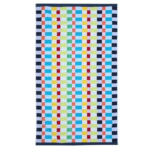 Hometrends Cotton Beach Towel, Checkerboard, 1 Piece, 40" x 70"