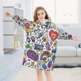 thumbnail image 5 of FORMRS Wearable Blanket Hoodie with Sleeves for Kids Cozy Flannel Sweatshirt, White Doodle Pattern, 5 of 7
