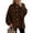Brown, variant on Women's Winter Button Down Cardigan Sweaters Mock Neck Lantern Long Sleeve Chunky Knit Jacket Trendy Outerwear