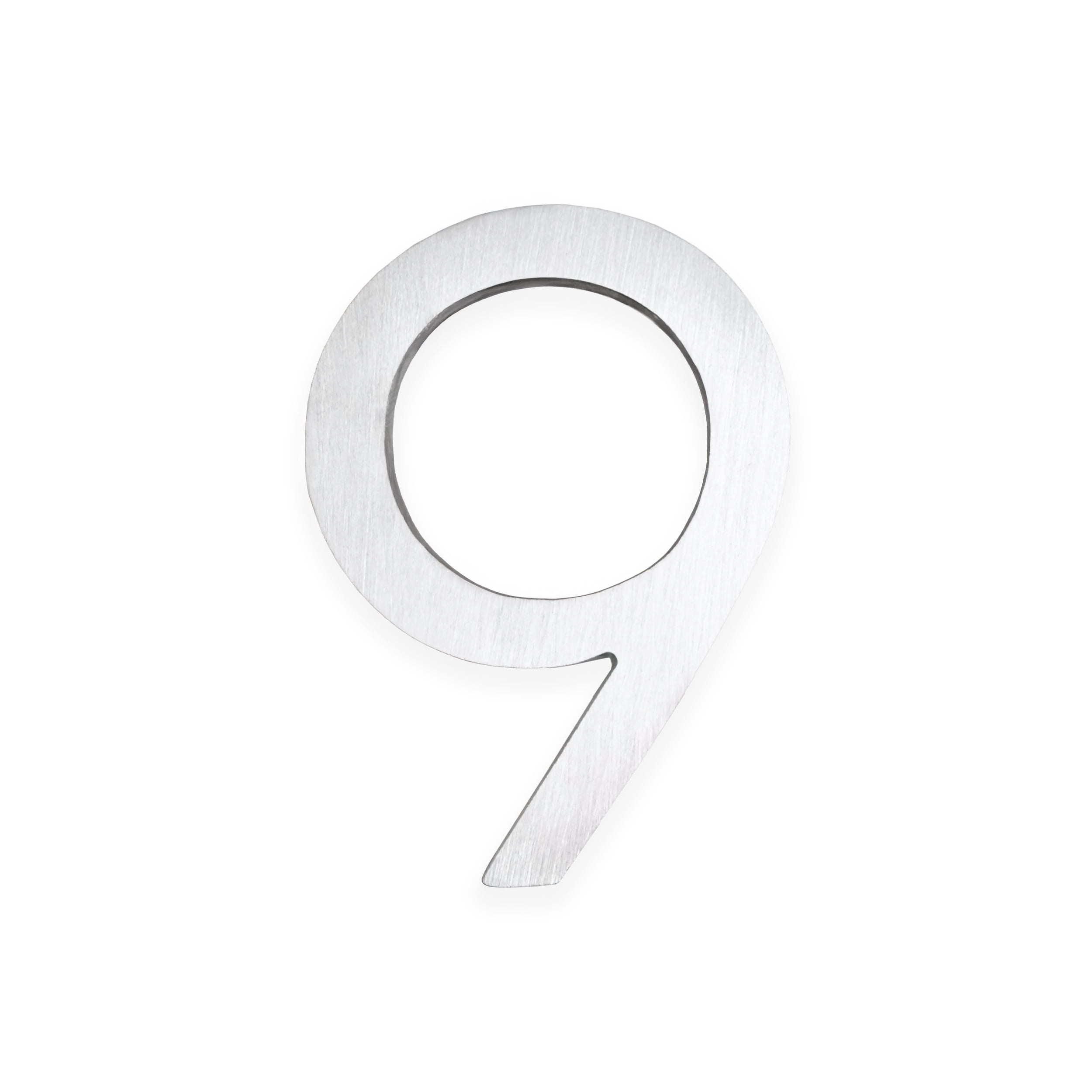 Montague Metal Products - 4" Brushed Aluminum Floating or Flat Modern House Numbers 0-9 - 9