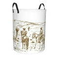 thumbnail image 2 of PAYOHTO Foldable Laundry Room Hamper Bucket Waterproof Bathroom Basket for College Student Living Room Storage Pillows Blankets American Wild West Desert Cowboys, 2 of 8