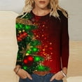 thumbnail image 2 of asdoklhq Christmas Turtleneck Sweater Women Christmas Women's Fashion Tees Casual Round Neck Loose T Shirt Long Sleeve Christmas Print Shirt Multicolor M, 2 of 6