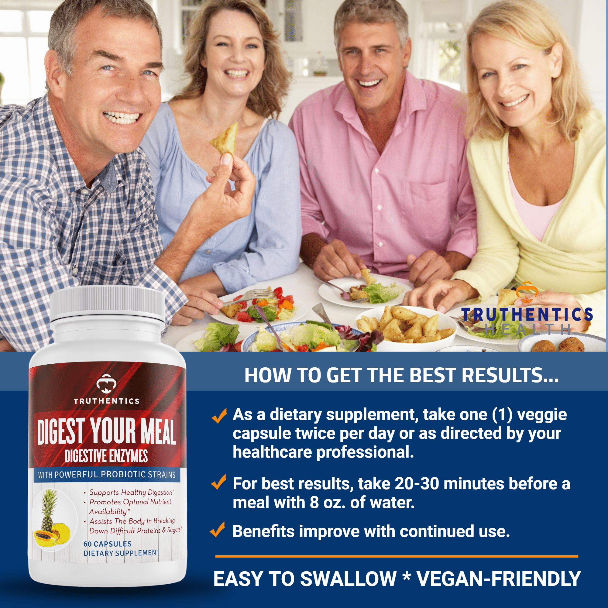 Truthentics Liver Cleanse Detox Support Plus Digestive Enzymes Probiotic Bundle - 60 Capsules Each