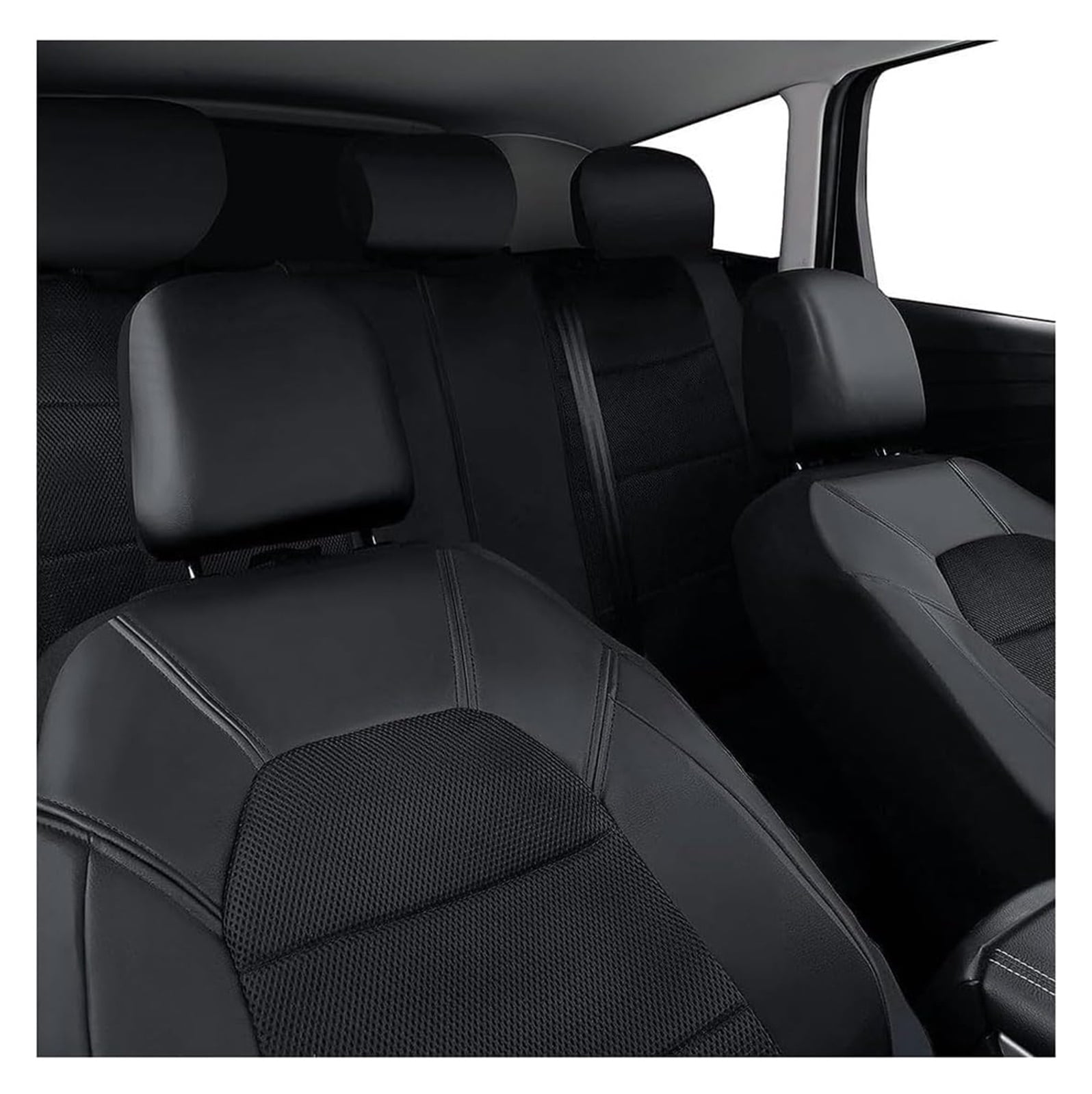 SHDNCYQ Car Seat Cover for Subaru Forester IV 2012 2013 2014 2015 2016 2017 2018, Leather Waterproof Breathable Seat Covers Full Set Seat Protector Car Seat Accessories,(Black)