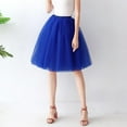 thumbnail image 4 of VUPSGEZ Women's High Waist Pleated Mesh Skirt Mid Length Large Size A Line Skirt (Blue1,M), 4 of 4