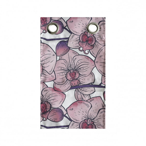 Floral Hanging Pocket Organizer, Pattern of Rhythmic Spring Time Elements Soft Blush Tone Orchid Flowers, Printed Polyester Storage Bag with Pockets, 9" x 16", Pink and Purple Grey