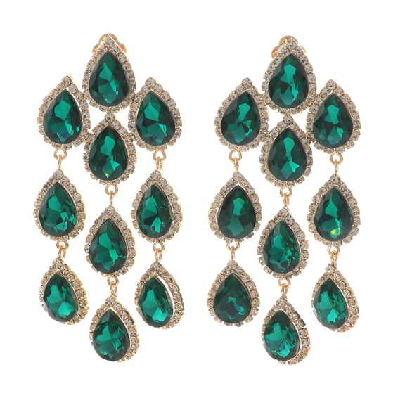 Long Crystal Clip-On Earrings