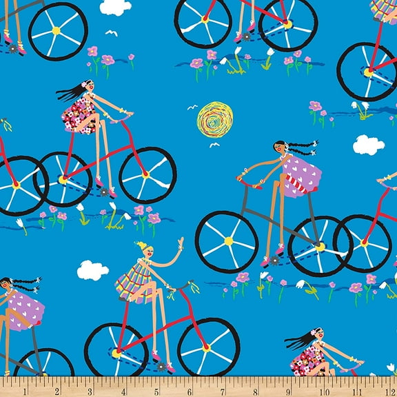QT City Gals Girls On Bikes Cotton fabric by The Yard
