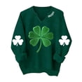thumbnail image 3 of MAIHAN St Patricks Day Shirt Women Knit Pullover,Festive Shamrock Print Crewneck Long Sleeve Top,Soft Stretch Casual Sweater(#15Green,XXXXXL), 3 of 3