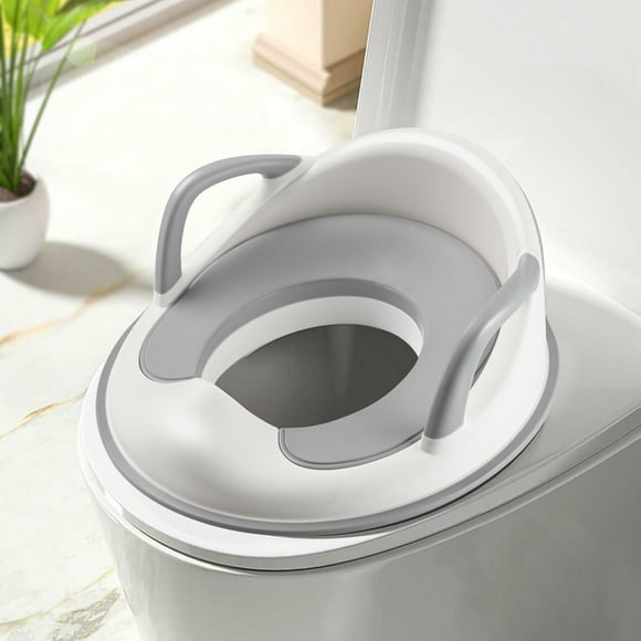 Potty Training Seat, Baby Toilet Seat with Safe Handles and Detachable Cushion for Boys and Girls, Grey