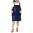 thumbnail image 2 of Agnes Orinda Women's Plus Size Denim Overalls Dress Adjustable Strap Bib Suspender Summer Casual Midi Jeans Dresses with Pockets 2X Dark Blue, 2 of 6