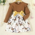thumbnail image 2 of Staki Dress for Girls Toddler Kids Baby Girl Dress Long Sleeve Casual Dresses Girls Fall Winter Outfit Clothes(Brown,12-18 Months), 2 of 7