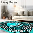 thumbnail image 2 of ODIKA 8'x10' Machine Washable Non-Slip Area Rug, Dynamic Character with Swirling Oceanic Detailing High Traffic Rug with Pad, Black, 728007, 2 of 8