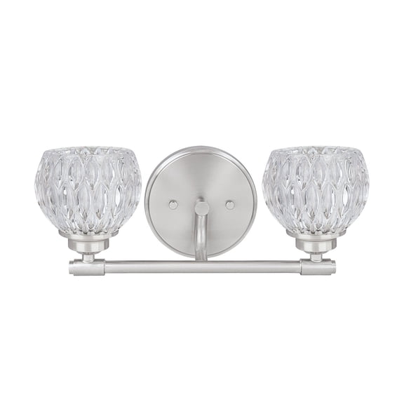 Aspen Creative 62195, Two-Light Metal Bathroom Vanity Wall Light Fixture, 14-1/4" Wide, Transitional Design in Brushed Nickel