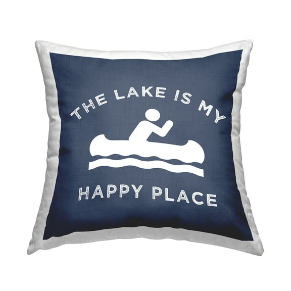 Stupell Industries Lake is My Happy Place Canoe Row Coastal Blue,18 x 7 x 18 Decorative Pillows