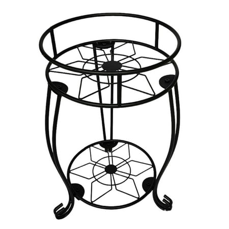 Pebbuoy Floor-standing Flower Pot Stand Plant Holder Sturdy Construction High Stability Rustproof 2 Tier Design Floor Plant Holder Flower Pot Shelf