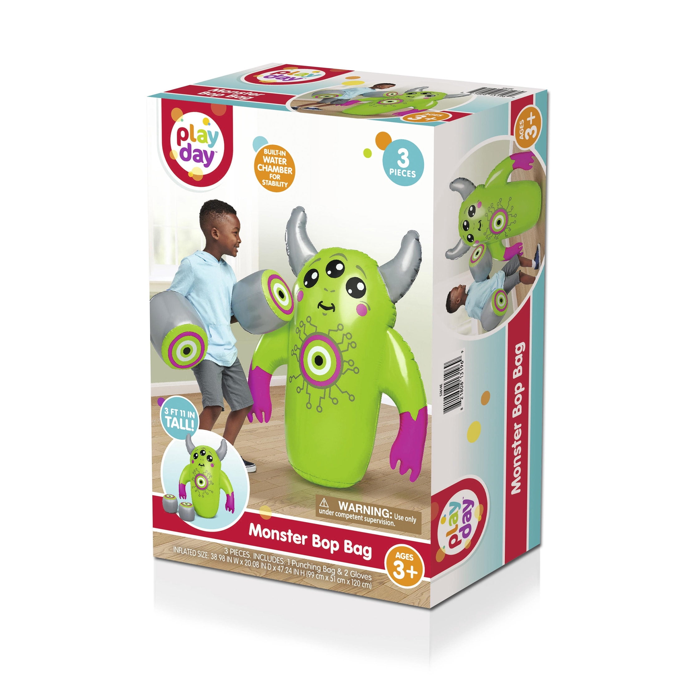 Play Day Kids Monster Inflatable Bop Bag with Boxing Gloves - 47 inch