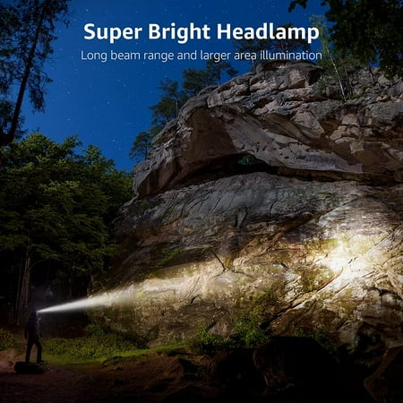 SLFS-Lighting Ever LED Headlamp Rechargeable 2 Packs - Super Bright Head Lamp with 5 Modes for Camping & Hiking Gear Essentials, IPX4 Waterproof Headlight Flashlight with Red Light, USB Cable Include