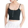 thumbnail image 3 of Jinhomg Womens Cotton Knit Tank Tops Casual Spaghetti Strap Camisole Lightweight Button Down Square Neck Crop Tops Cute Y2K Going Out Wear Black M, 3 of 7