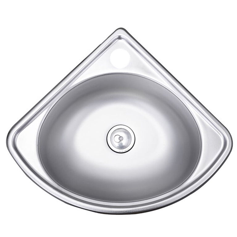 Fregadero Triangular Pequeño De Acero Inoxidable Para Caravana, Cocina O Baño - Incluye Desagüe Y Tubería