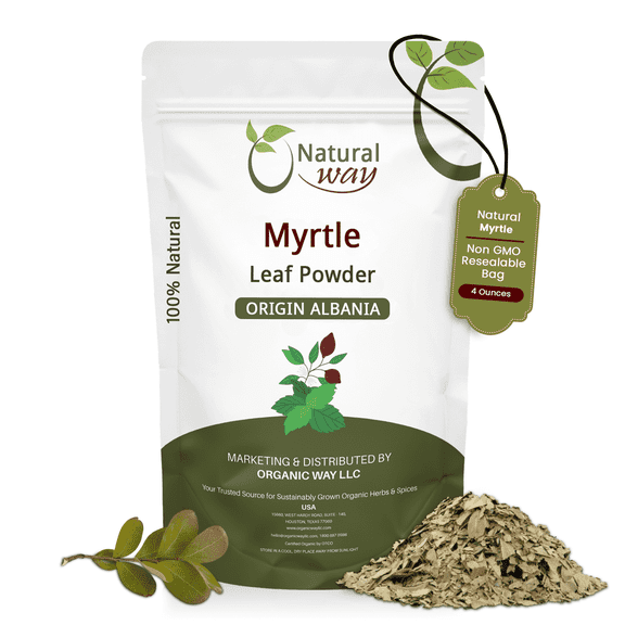 Natural Way Myrtle Leaf Powder (Myrtus communis) - European Wild-Harvest | Kosher Certified | Raw, Vegan, Non GMO & Gluten Free | Fresh & Pure Leaves Powder Origin - Albania (4 OZ Pack)