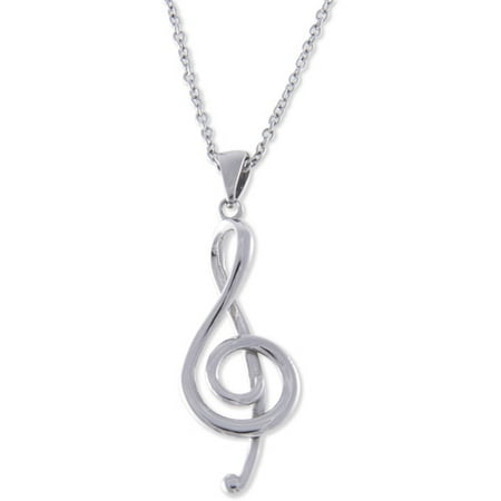 Connections from Hallmark Stainless Steel Treble Clef Music Note Pendant, 18"-20