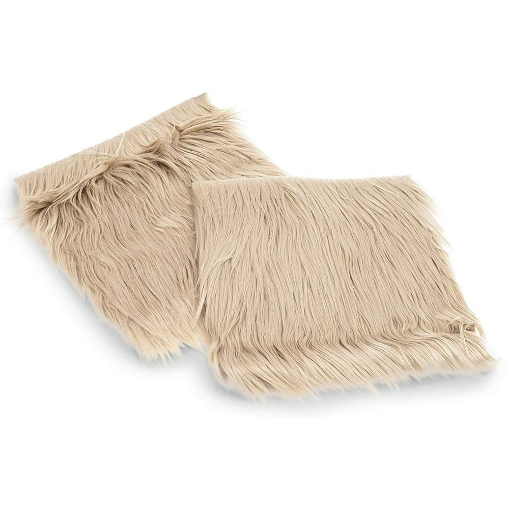 2 Pack Faux Fur Silky Seat Cushion Beige Chair Cover Seat Pads Plush
