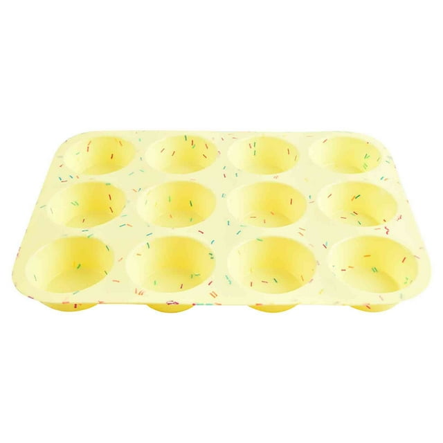 Dvkptbk Silicone Moule à Muffins en Nouveau Grain Coloré 12 Tasses Mafen Rond Pudding Outil de Cuisson pour Gâteaux Ménagers Kitchen Essentials