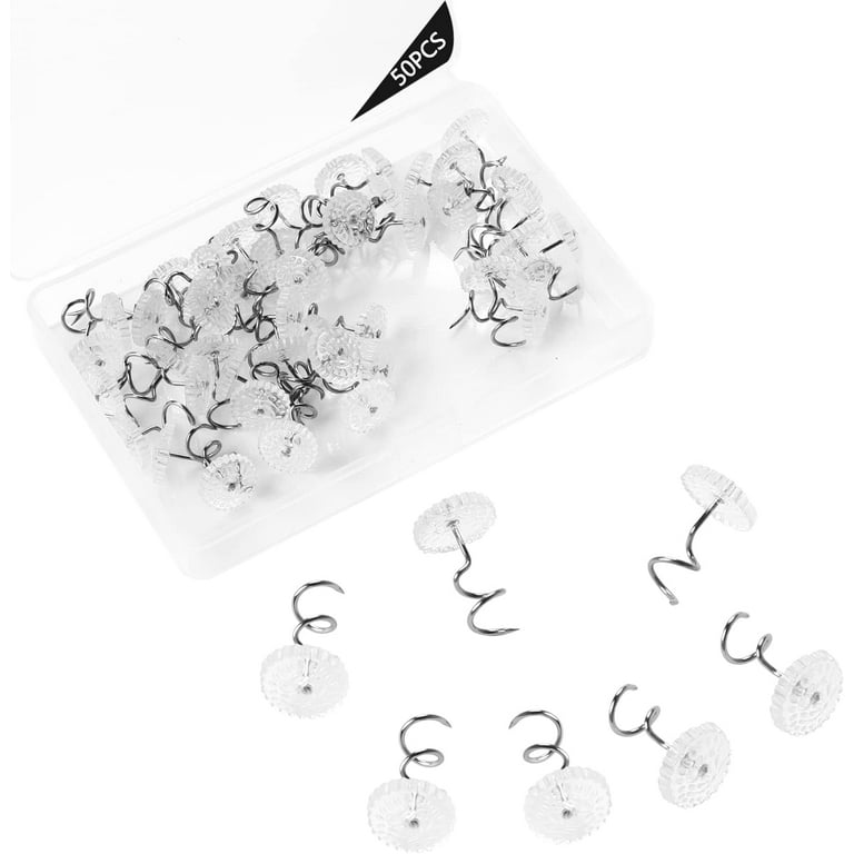 30/50pcs Upholstery Tacks Headliner Pins Clear Heads Twist Pins for  Slipcovers Bedskirts Bed Skirt Pins(50PCS) 