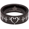 thumbnail image 5 of Bass Clef Heart Lifeline Tungsten Carbide Ring, 5 of 9