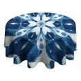 thumbnail image 4 of Indigo Tie Dye Floral Mandala Round Tablecloth 60"x60",Wrinkle Wipeable Table Cloth for Kitchen Dining Room Picnic Patio Party, 4 of 6