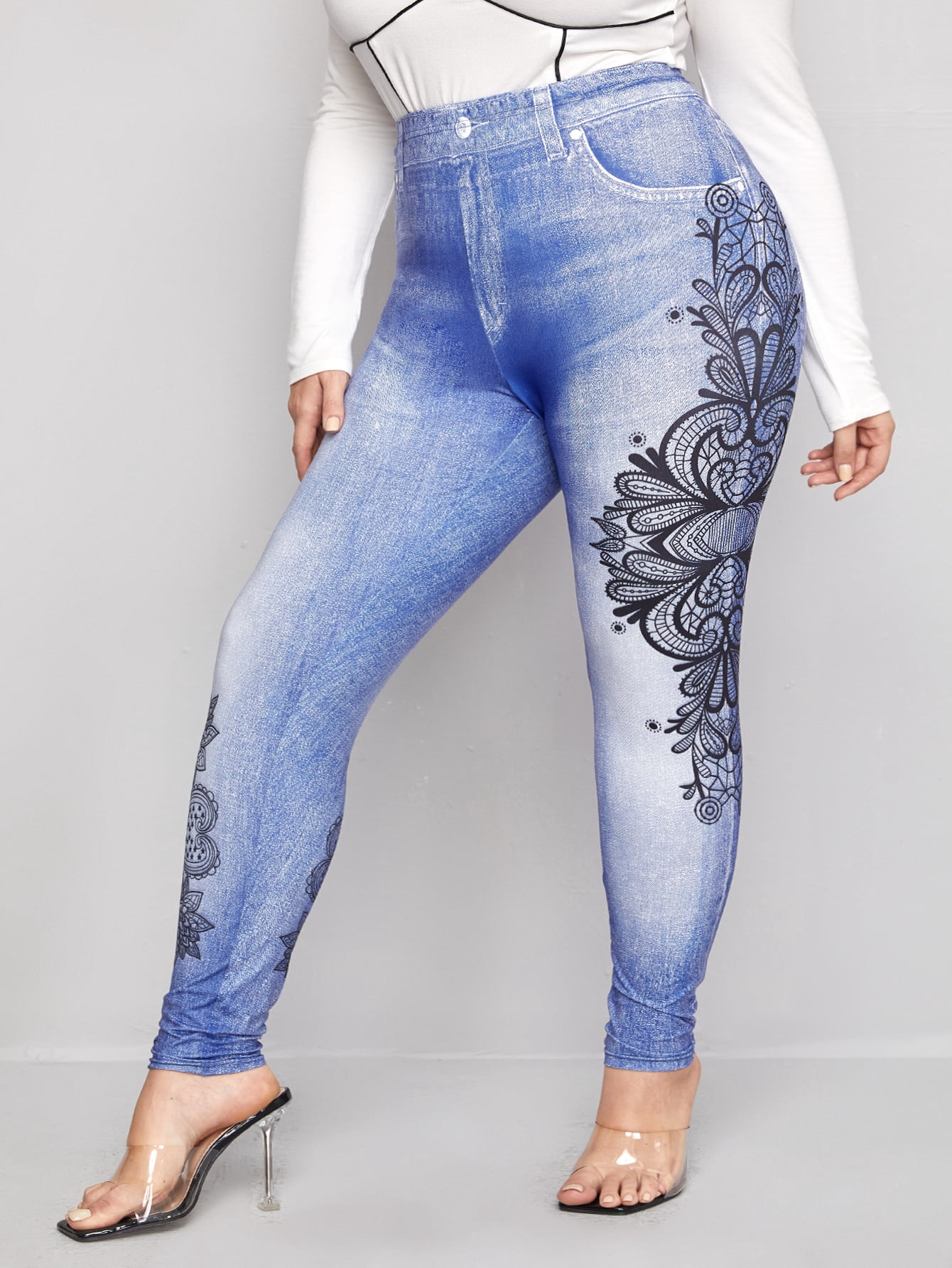 Women's Plus Size Floral Print Jeggings 