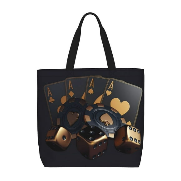 Easygdp Casino Cards Poker Bolsa Tote para Mujer, Bolso de Hombro para Trabajo, Playa, Viajes, Compras y Supermercado