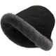 thumbnail image 1 of Sombrero de pescador peludo de invierno para mujer, sombrero cloche de piel sintética con ala enrollada y forro polar, 1 of 5