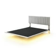 thumbnail image 4 of Wood Platform Bed Frame with Striped Velvet Upholstered Headboard and Sensor Light, Queen Size, 4 of 8