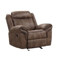thumbnail image 2 of Benjara Arisa 3pc Sofa, Loveseat, Chair Manual Recliner Set, Brown Faux Leather, 2 of 5