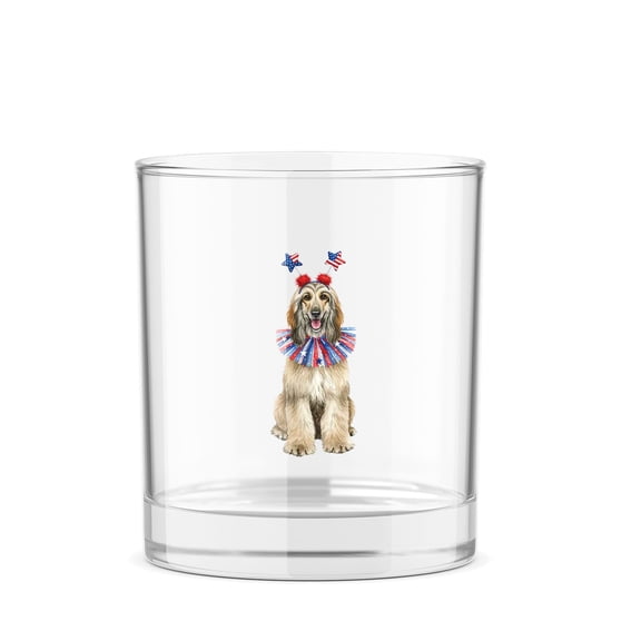 4th of July Afghan Hound Celebrates Independence Day 11oz Whiskey Glass Mug Dog Lover Whiskey Cocktail Glasses Cup - 12010