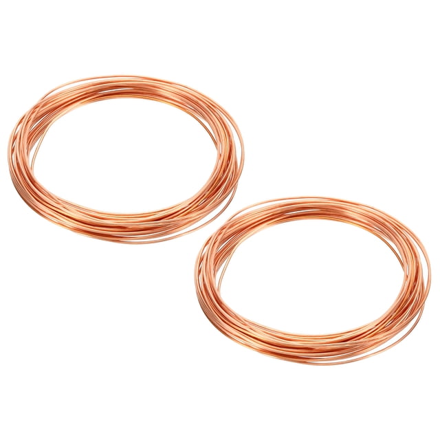 Unique Bargains Soft Copper Wire, 2Pcs 18Gauge/1.0mm Diameter 6m/19.68ft Spool Craft Wire