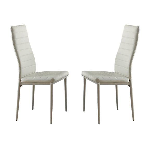 Lexicon Florian Modern Metal Dining Room Chairs in White (Set of 2)