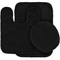 thumbnail image 5 of 3-PC Black BS6 Bathroom Rug Set NON-SLIP Bath Rug 17"x28", Contour Rug 17"x17" and Toilet Seat Lid Cover 18"x18" with Non-Skid Rubber Back, 5 of 5