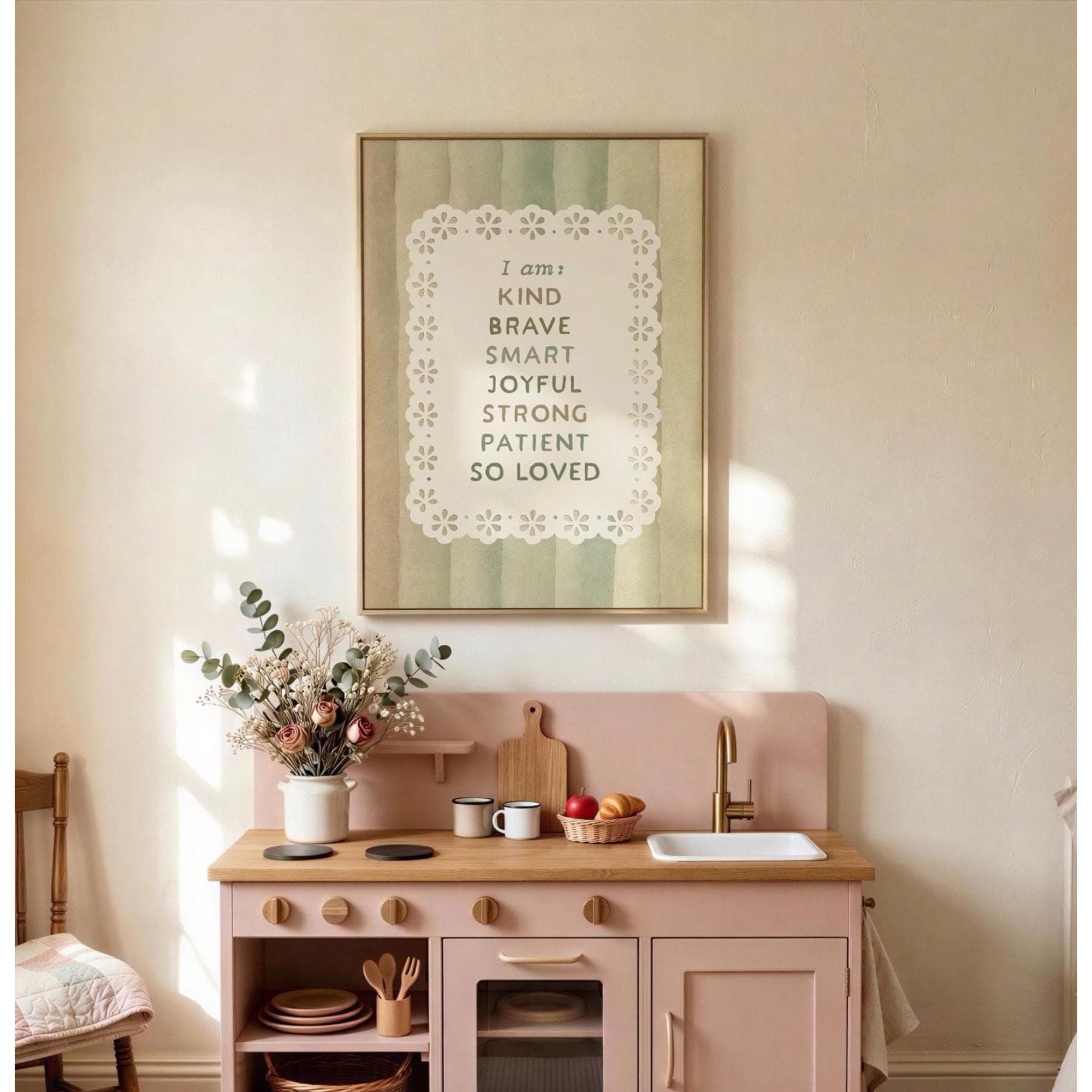 Kids Affirmation Print I Am Kind Brave Smart Nursery Art Baby Room Decor Inspirational Children Quote