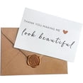 thumbnail image 1 of Wedding Makeup Artist Card, Thank You Card for Hairdresser, Thank You Making Me Look Beautiful,Wedding Card with Kraft envelope and wax seal, Elegant Line Lettering Printed on Heavyweight Card Stock, 1 of 7