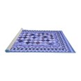 thumbnail image 2 of Ahgly Company Machine Washable Indoor Round Abstract Blue Contemporary Area Rugs, 3' Round, 2 of 4