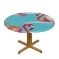 Flamingo Round Tablecloth Tropical Flowers Leaves Print