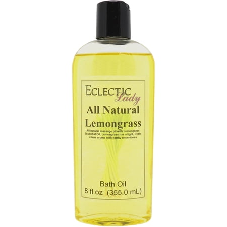 Lemongrass Bath Oil - Scented Body Oil - Relaxing & Moisturizing Bathing Oil - Fragrance Body Oil For Dry & Rough Sensitive Skin - 8 oz