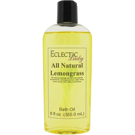 Lemongrass Bath Oil - Scented Body Oil - Relaxing & Moisturizing Bathing Oil - Fragrance Body Oil For Dry & Rough Sensitive Skin - 8 oz