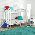 thumbnail image 3 of (2 pack) Your Zone Kids Modern Metal Twin over Twin Bunk Bed with Guardrails, White, 3 of 9